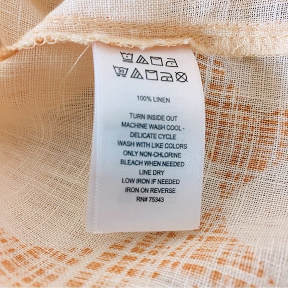 Joie Linen Button Up Peach Print Blou Size M - Picture 5 of 5